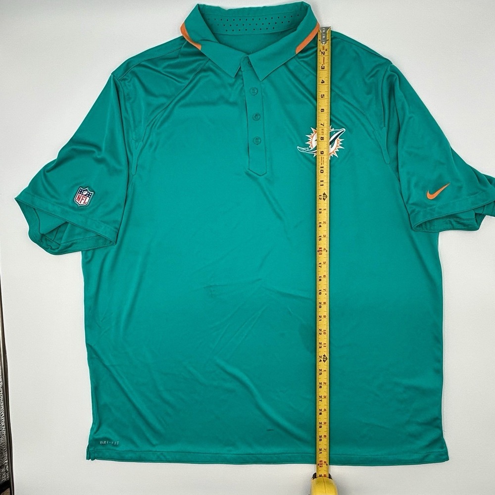 Nike Miami Dolphins NFL Team Issued Polo 3XL Mike Sherman Dri-Fit Aqua - Picture 12 of 16